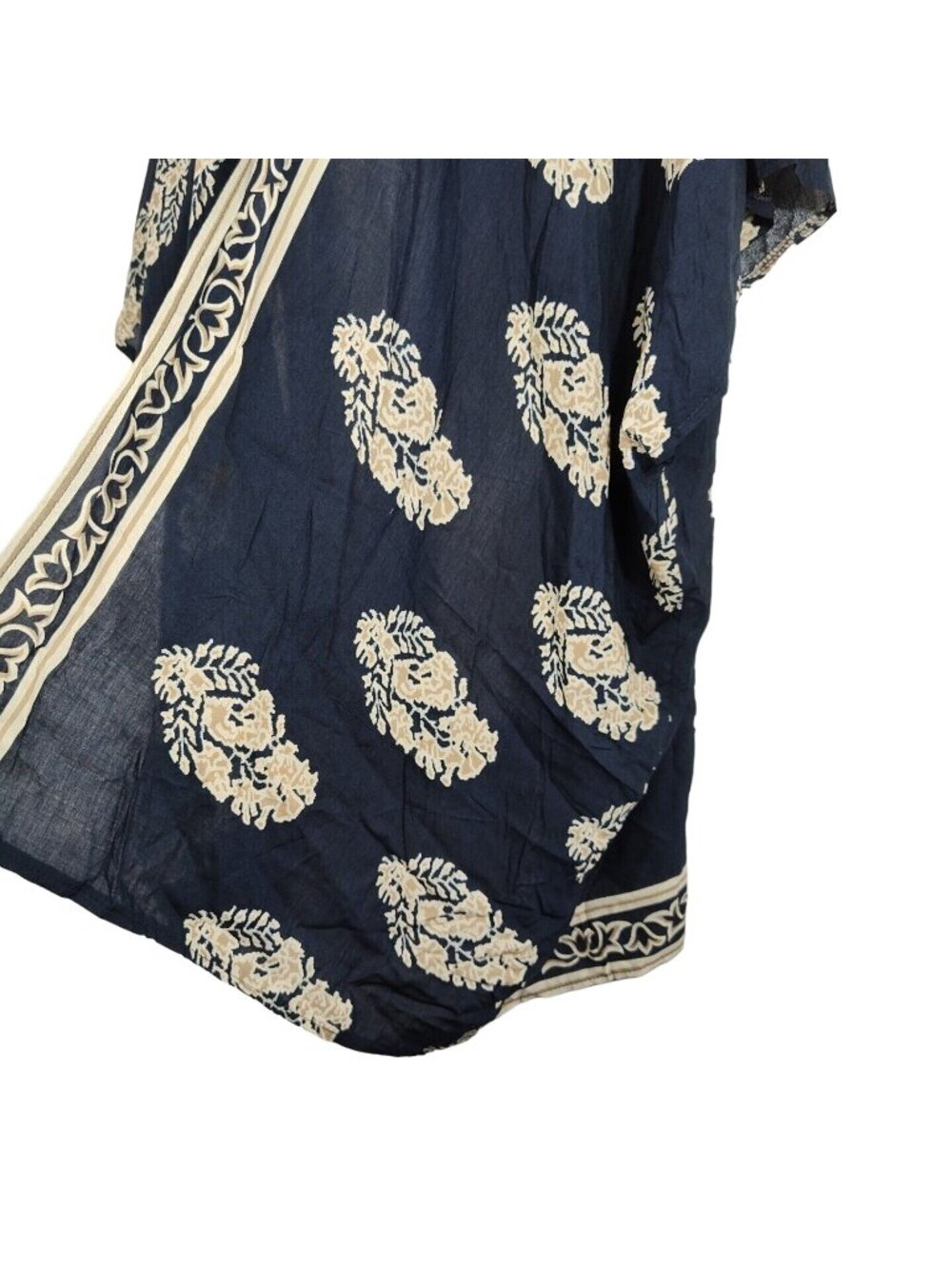 Hipster Row Blue Tan Open Front Jacket Kimono Cover Up Women Size XL FLAW - Picture 2 of 8